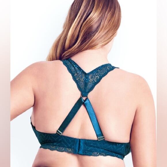 Hips & Curves City Chic M Racer Back Bralette Teal Blue 18/20 2x Plus Size NEW - Picture 3 of 13